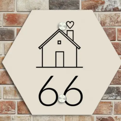 Huis illustratie - Traditioneel Naambord Hexagon klein -sfeer2