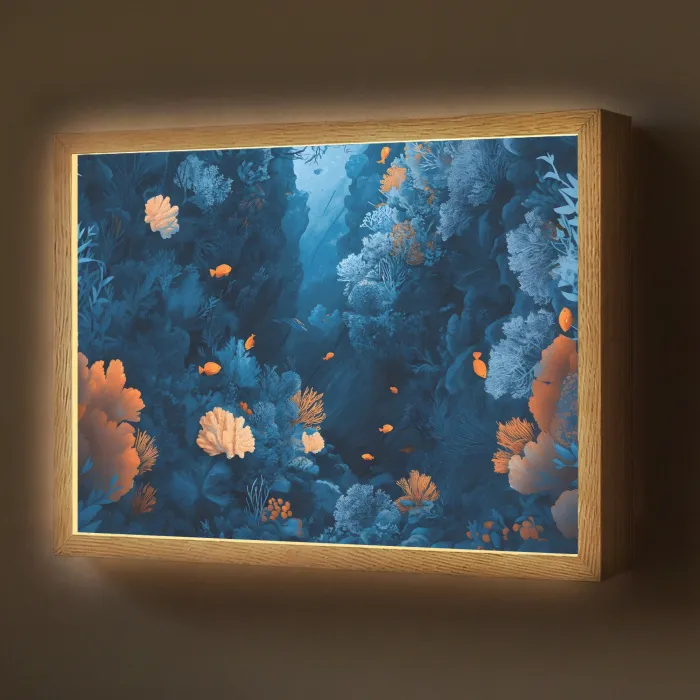 Koraalrif - Vissen - Oceaan - Blauw Light Box met batterij (Wandlamp) middel -z3d_website