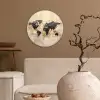 Wereldkaart - Goud - Zwart - Abstract Wandcirkel plexiglas klein -sfeer1