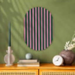 Verticale strepen - Groen - Roze Wandcirkel Ovaal Forex klein 630 -sfeer2