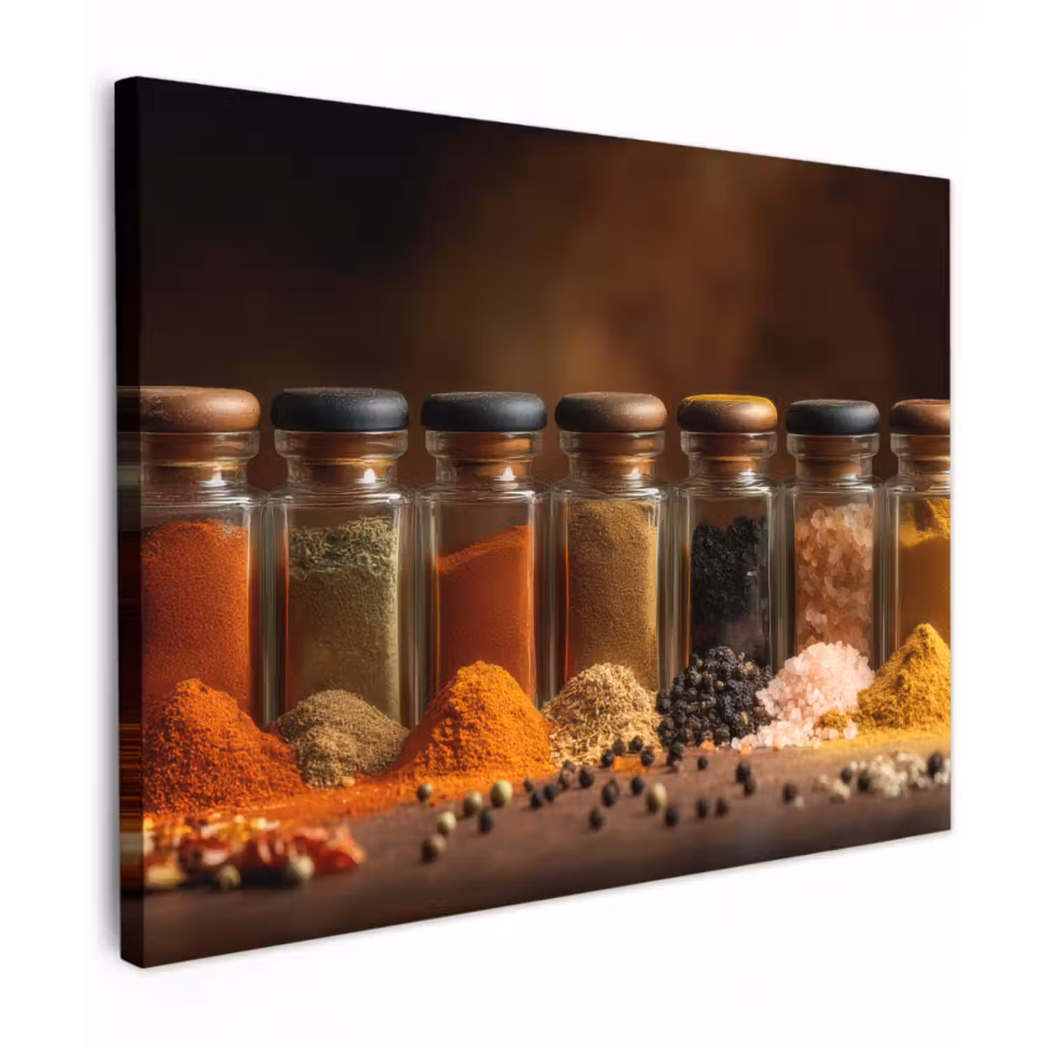Canvas schilderij - Potjes - Kruiden - Specerijen - Korrels
