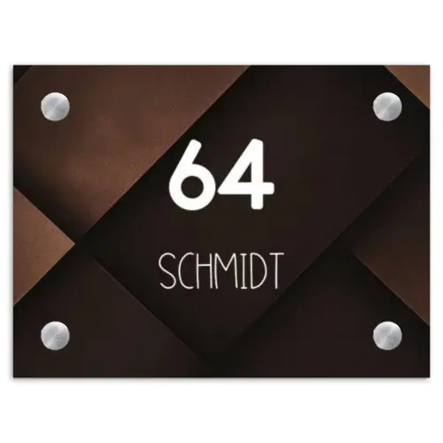 Bruine vlakken - Modern Naambord Rechthoek middel -3d