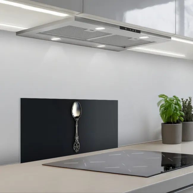 Lepel - Zilver - Metaal keuken achterwand spatscherm klein -3d_schuin