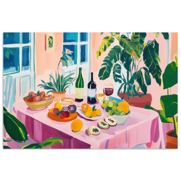 Tafel - Wijn - Fruit poster papier klein -3d