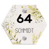 Gele bloemen - Modern Naambord Hexagon klein -3d