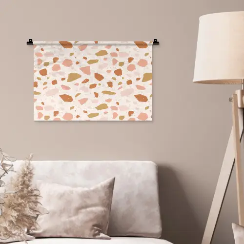 Terrazzo -  Patroon - Kleurrijk - Zalm Wandkleed katoen klein 269 -sfeer4