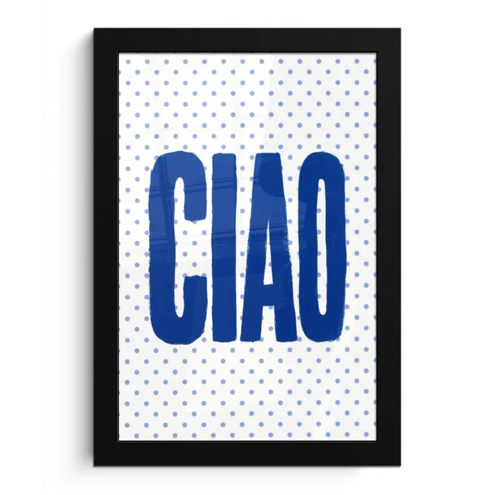 Ciao - Blauw - Stippen fotolijst zwart zonder passe partout klein -3d