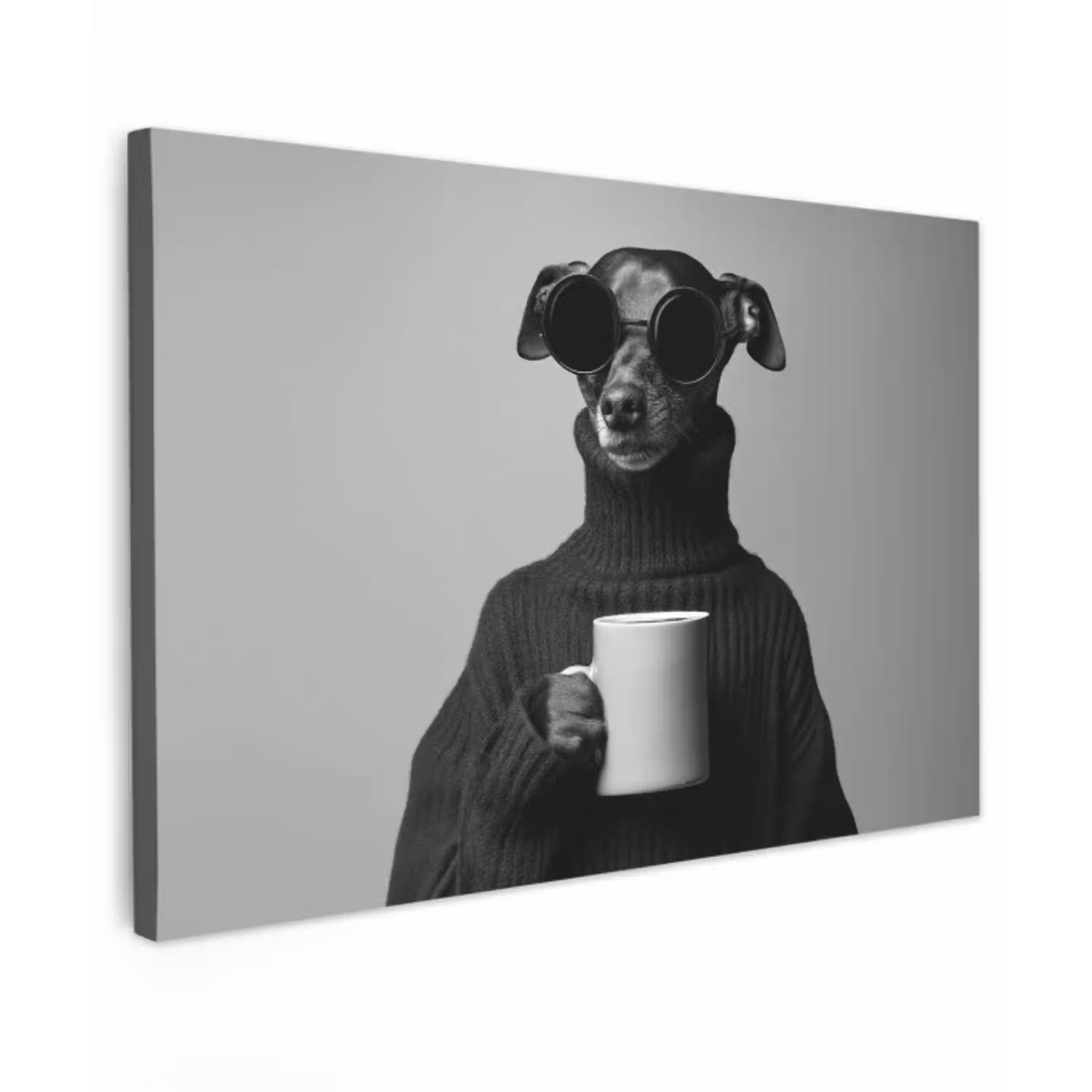 Coltrui - Hond - Bril - Mok canvas 2cm klein -z3d