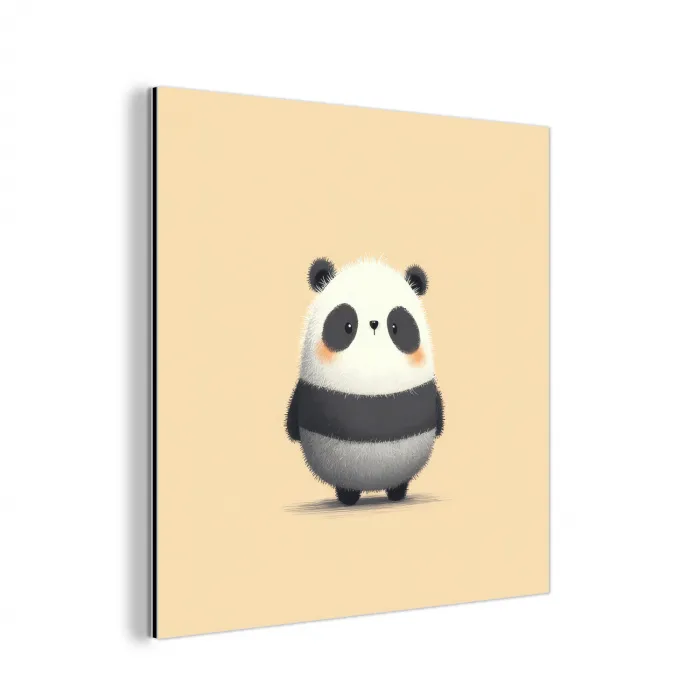 Panda - Beige - Minimalistisch aluminium wit klein -3d
