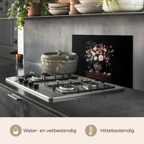 Bloemenvaas - Hout - Bloemen - Boeket keuken achterwand spatscherm klein -usp_NL