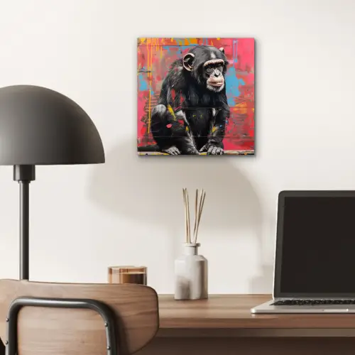 Graffiti - Chimpansee - Dieren - Street art - Banksy aluminium wit klein -sfeer5