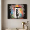 Meisje - Kunst - Paraplu - Graffiti - Kleuren - Muur Textielframe zwart klein -sfeer2