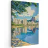 Berg - Skyline - Strand - Water Tuinposter op houten frame 2 cm dik klein -3d