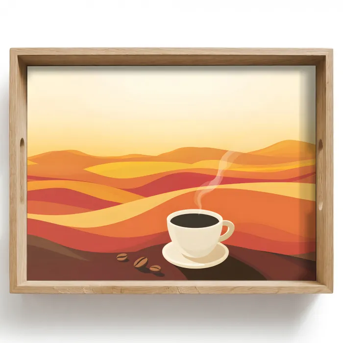 Koffie - Landschap - Oranje - Koffiebonen Dienblad Rechthoek middel -z3d_shopping