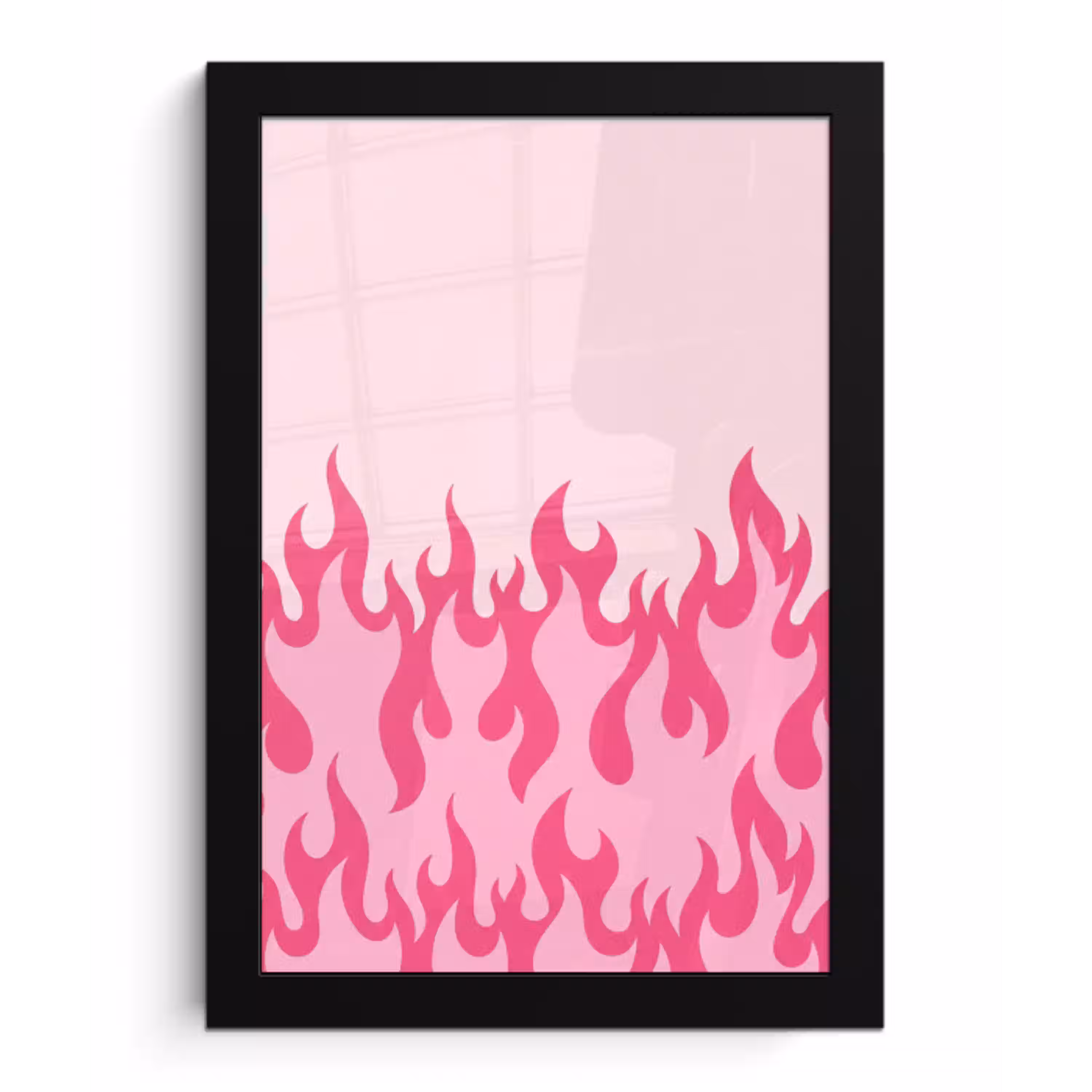 Vlammen - Patroon - Abstract - Modern - Roze fotolijst zwart zonder passe partout klein -3d