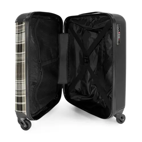Klassiek geruit patroon in beige NBS - Handbagage koffer - Kinderen Unisex middel -binnenkant