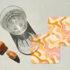 Abstract - Golvend - Oranje onderzetter kurk middel -sfeer4