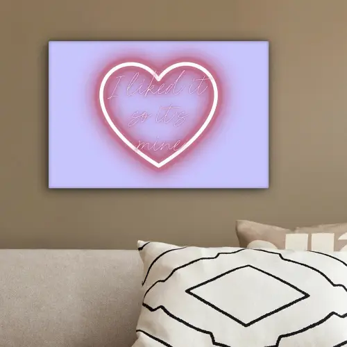 I liked it so it's mine - Neon hart - Paars canvas 2cm klein -sfeer3