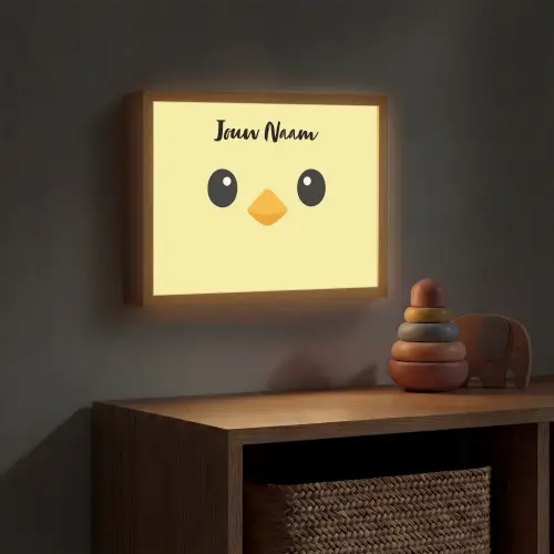 Kuiken - Geel - Minimalistisch - Snavel Light Box met batterij (Wandlamp kind) middel -sfeer5_kind