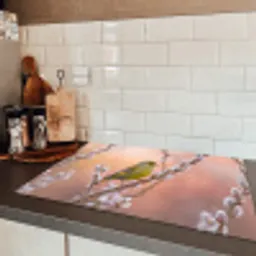 Groenling - Katjes - Lente - Natuur - Zacht Inductie beschermer vinyl 3mm klein -sfeer3