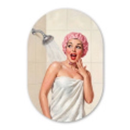 Vrouw - Douche - Roze Wandcirkel Ovaal Forex klein -3d