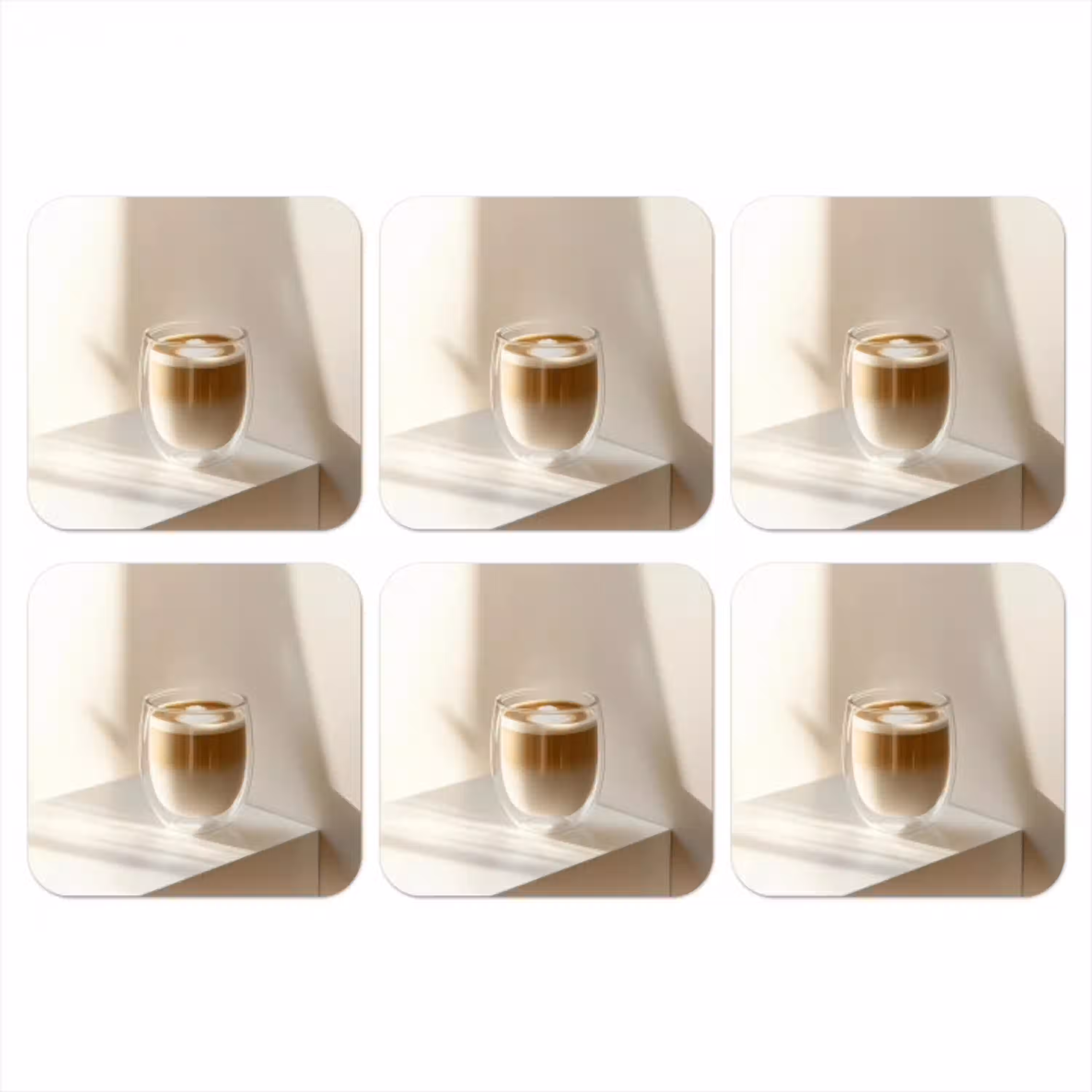 Mok - Latte - Minimalistisch - Schaduw onderzetter kurk middel -3d