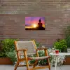 Boeddha silhouet bij zonsopgang Tuinposter op houten frame 2 cm dik klein -sfeer3