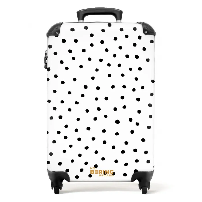 Zwarte stippen over een witte achtergrond NBS - Handbagage koffer - Volwassenen Unisex middel -productfoto_recht