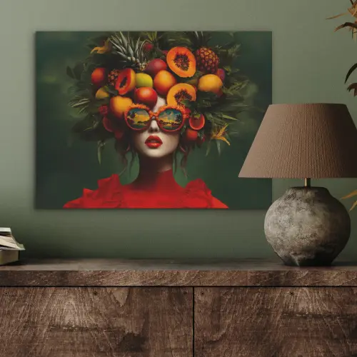 Vrouw - Vruchten - Papaja - Ananas PET vilt klein -sfeer2
