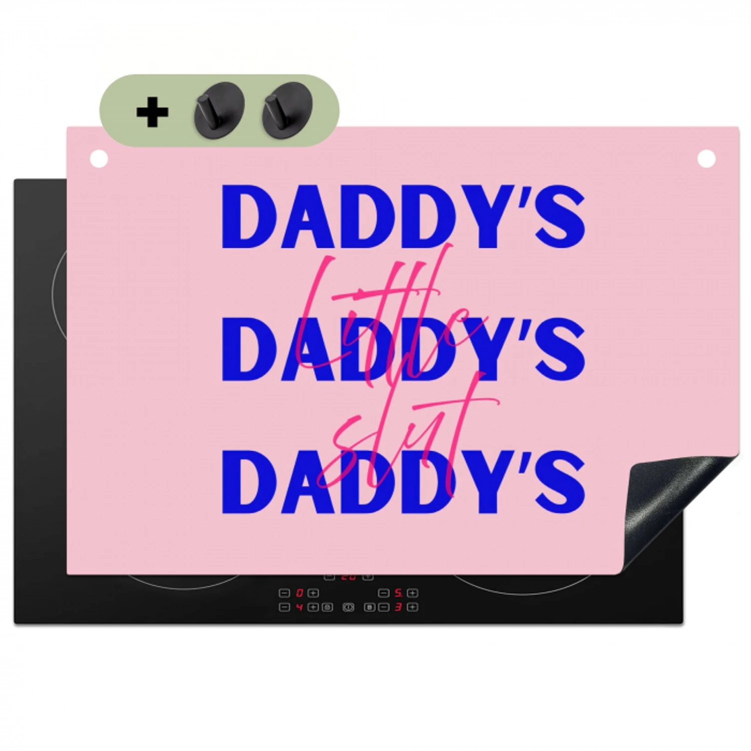 Daddy's - Blauw - Blokletters Inductie beschemer met haakjes klein -3d