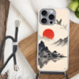 Oosters - Kraanvogels - Landschap Hoesje iPhone 16 Pro Max met koord klein -sfeer4