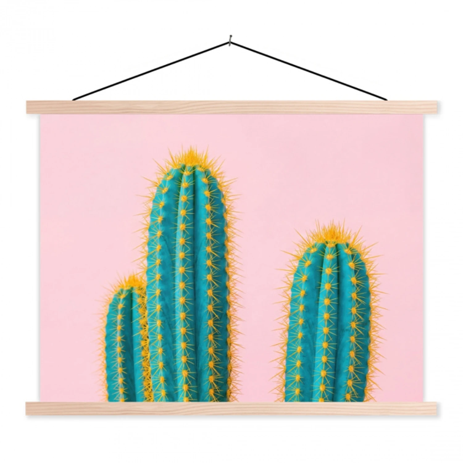 Cactussen - Modern - Pastel textielposter latten blank klein -3d