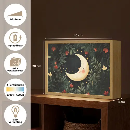 Maan - Bloemen - Nachthemel Light Box met batterij (Wandlamp) middel -USP_websiteoverzichtNL