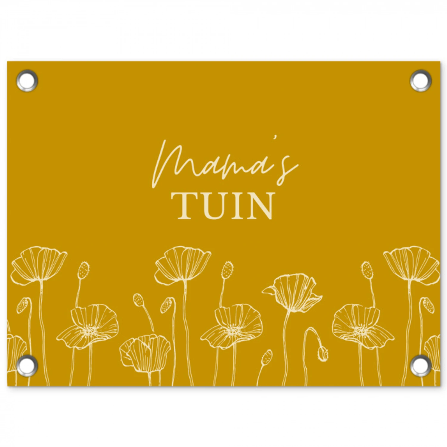 Mama's Tuin op Gele Achtergrond tuinposter los doek klein -3d