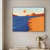Landschap - Bergen - Zon - Zee Textielframe zwart klein -sfeer2