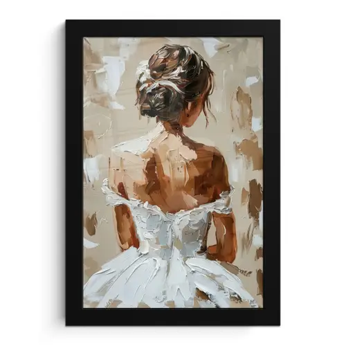 Vrouw - Verf - Abstract - Beige - Modern fotolijst zwart zonder passe partout klein -3d