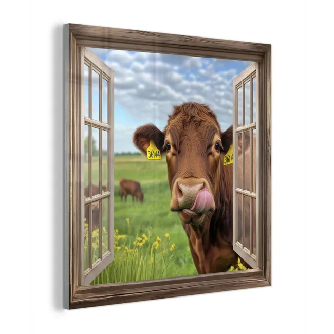 Doorkijk - Koe - Weiland - Landschap - Dieren plexiglas 5mm klein -z3d