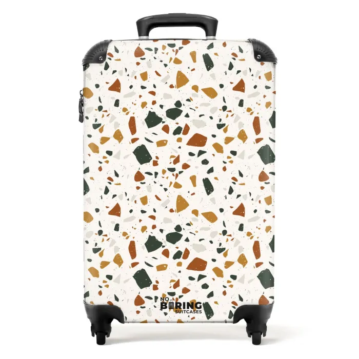 Terrazzo patroon roest oker NBS - Handbagage koffer - Volwassenen Unisex middel -productfoto_recht