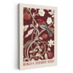 Vogel - Bordeaux - Bloemen - Bessen KitchenYeah - Keuken - Canvas klein -3d