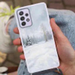 Bospad - Dennen - Sneeuw - Winter - Rustgevend Hoesje Samsung Galaxy A52 5G met koord klein -sfeer3