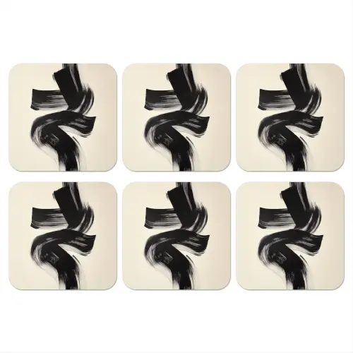 Strepen - Zwart - Abstract onderzetter kurk middel -3d