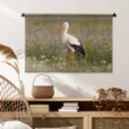 Ooienvaar - Bloemen - Weide - Kleurrijk Wandkleed katoen middel -sfeer5