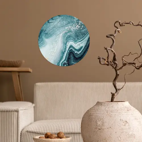 Edelstenen - Blauw - Natuur - Marmer - Abstract Wandcirkel behangsticker klein -sfeer1