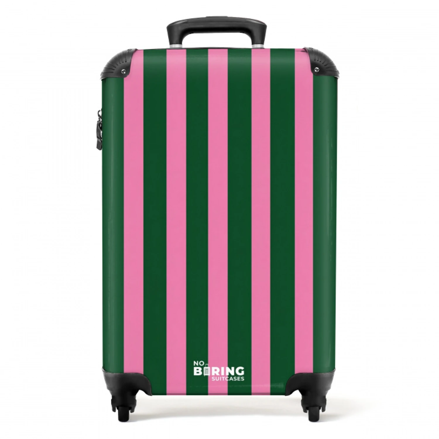 Verticale strepen - Groen - Roze NBS - Handbagage koffer - Volwassenen Unisex middel -productfoto_recht