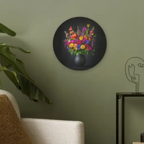 Felgekleurd - Bloemen - Vaas Akoestische PET Vilt - Rond klein -sfeer2