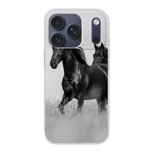 Paarden - Gras - Zwart - Wit Telefoonhoesje iPhone 17 Pro klein -3d
