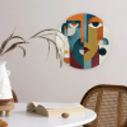 Geometrisch - Strakke vormen - Kleurrijk Wandcirkel kunststof plaat 5mm dik klein -sfeer4