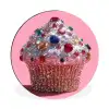 Cupcake - Kleurrijk - Edelstenen Wandcirkel aluminium klein -3d