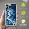 Golven - Blauw - Schuim Hoesje iPhone 16 Pro Max met koord klein -sfeer2_NL