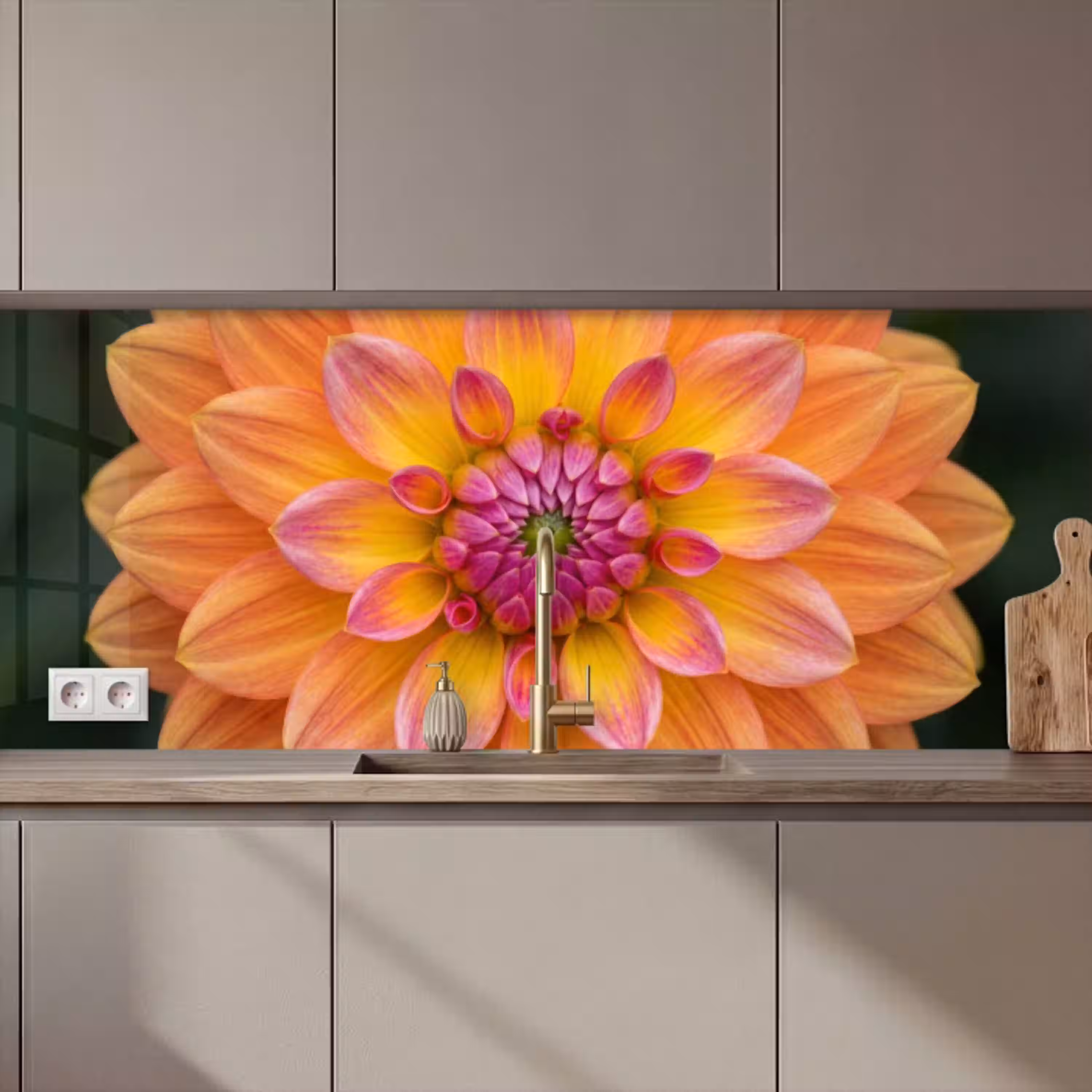 Dahlia - Bloem - Oranje keuken achterwand 2 middel zz_3dshopping